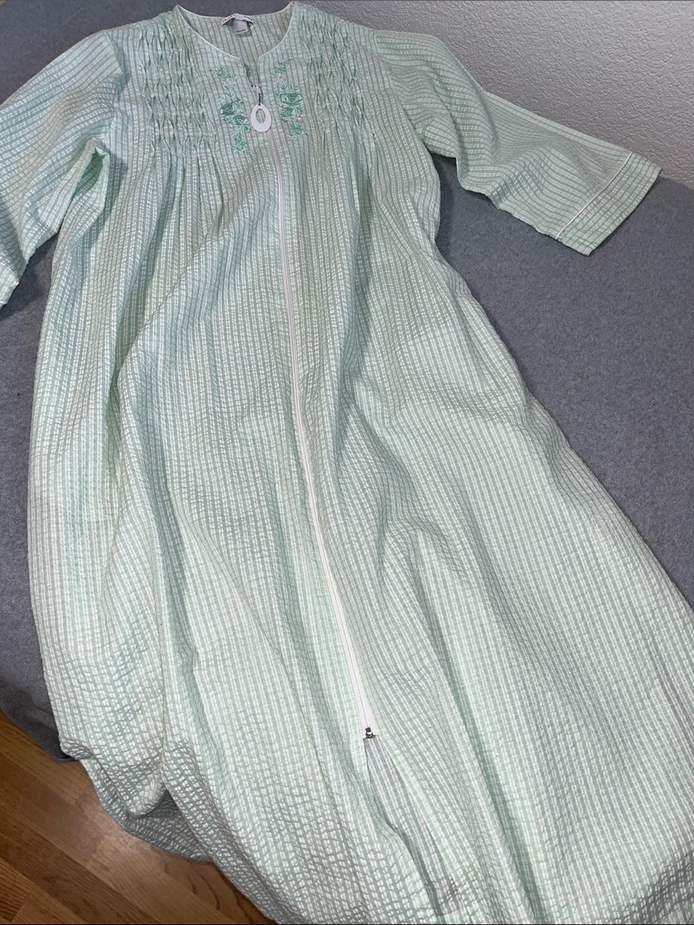 Miss Elaine Zip Front House Dress Robe Large Lounge Cottagecore Grunge